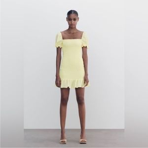 Zara yellow ruffle dress